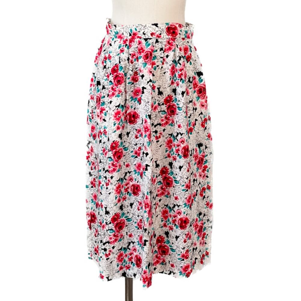 Norton McNaughton vintage floral cottage rose skirt pink white size XS / SP